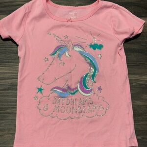 ⚡️2 for $10⚡️ Carter's Pink Unicorn Short Sleeve Tee with Glitter Accents
